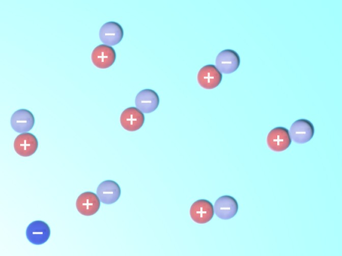 Virtual electron-positron pairs appearing at random near an electron