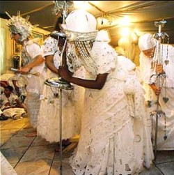 Women performing a Candomble cremony in Brazil. Photo by Roderick Steel