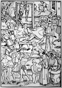 Punishments for witchcraft in 16th Century Germany (woodcut from Tengler's Laienspiegel, Mainz, 1508)